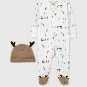 Adorable unisex Santa and reindeer Christmas PJs with matching Reindeer hat